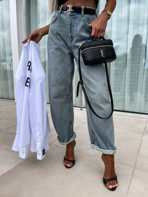 'Jovana' High Waist Wide Leg Jeans - Celes Fashion